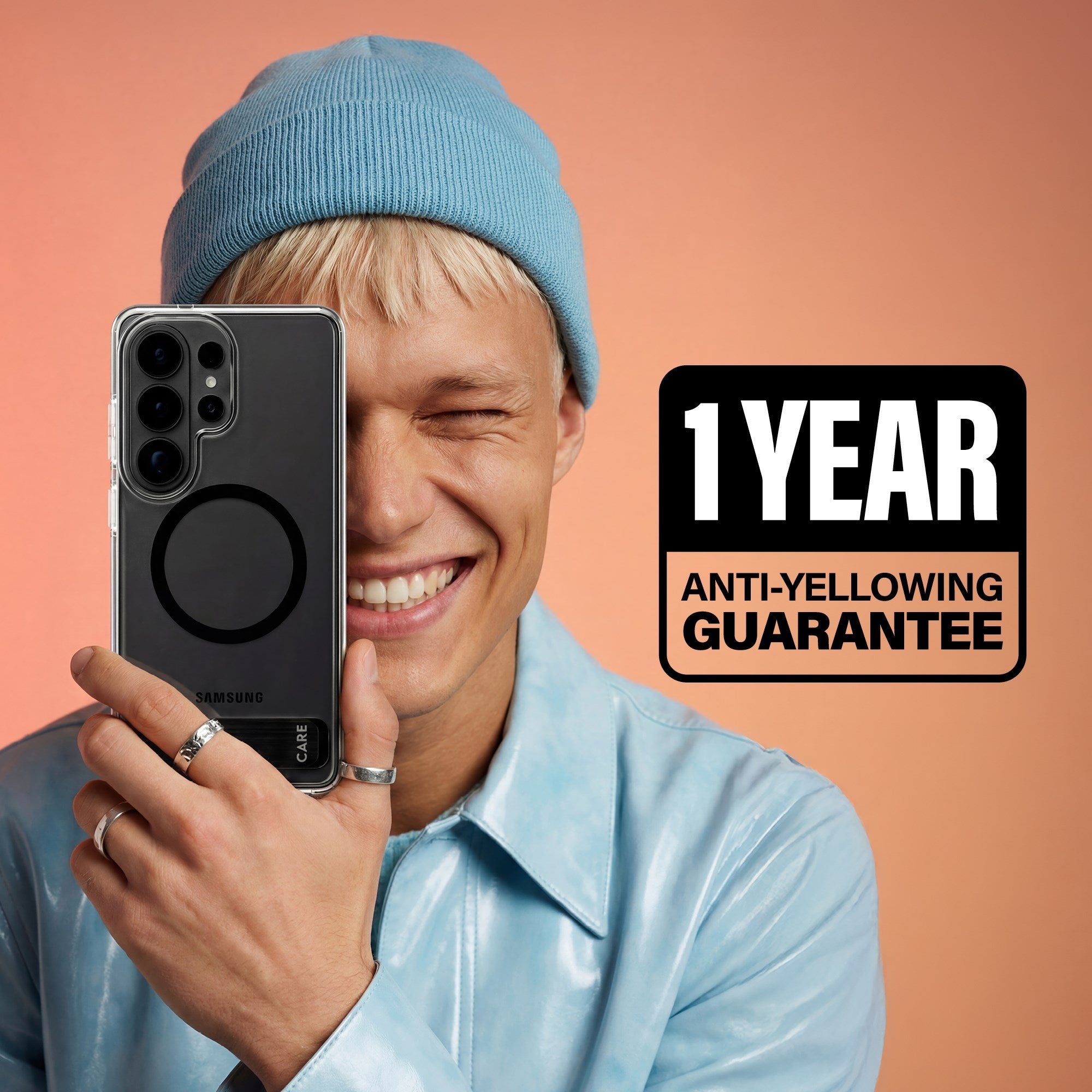 CARE™ by PanzerGlass® Urban Explorer Case Transparent w. Black Kickstand & Qi Samsung Galaxy S26